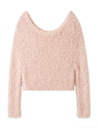 Fluffy Boat Neck Knit Sweater