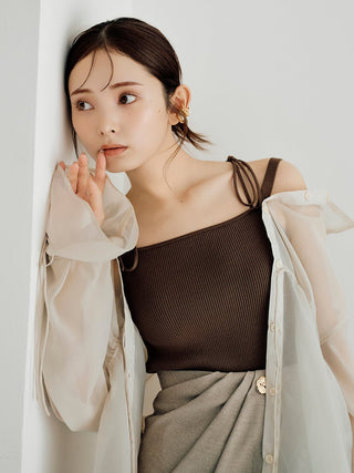 Two-in-One Sheer Chiffon Blouse with Knit Croptop