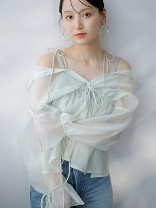 Two-in-One Sheer Chiffon Blouse with Knit Croptop