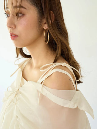 Two-in-One Sheer Chiffon Blouse with Knit Croptop