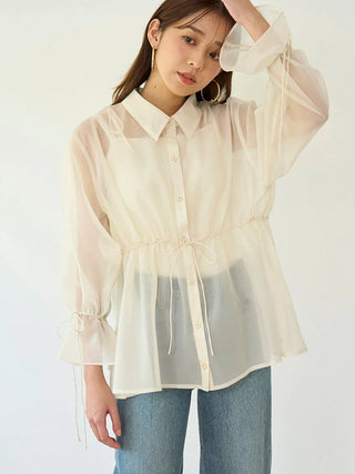 Two-in-One Sheer Chiffon Blouse with Knit Croptop