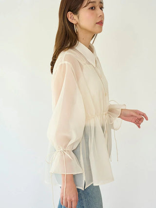 Two-in-One Sheer Chiffon Blouse with Knit Croptop