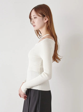 Off-Shoulder Asymmetrical Ribbed Knit Top