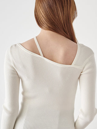 Off-Shoulder Asymmetrical Ribbed Knit Top