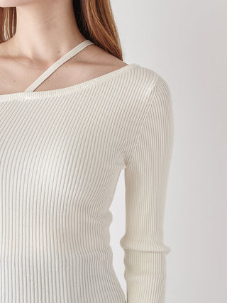 Off-Shoulder Asymmetrical Ribbed Knit Top