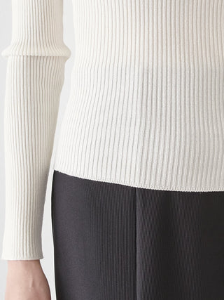 Off-Shoulder Asymmetrical Ribbed Knit Top in WHITE, Premium Fashionable Women's Tops Collection at SNIDEL USA.