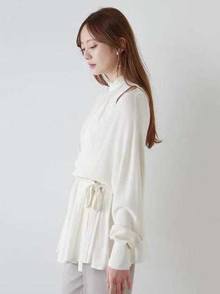 2-in-1 Wrap Layered Knit and Pleated Blouse