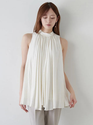 2-in-1 Wrap Layered Knit and Pleated Blouse