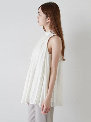 2-in-1 Wrap Layered Knit and Pleated Blouse