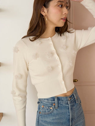 Flower Motif Cropped Cardigan