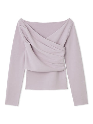 Cache-Coeur Knit Pullover Knitted Top in Lavender, Premium Women's Knitwear at SNIDEL USA