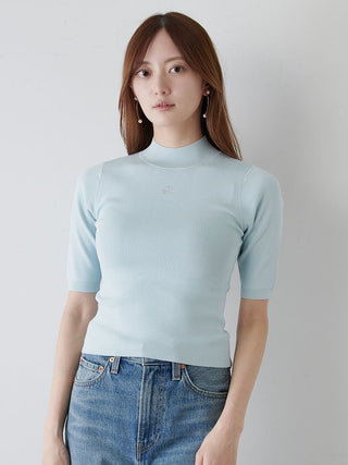 Soft Ribbed Half-Sleeve Knit Top