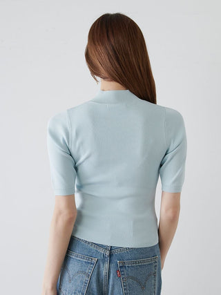 Soft Ribbed Half-Sleeve Knit Top