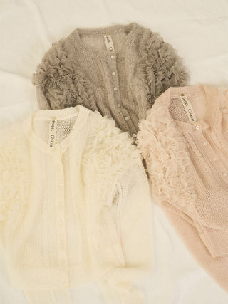 [Chacott] Tulle Sleeve Knit Cardigan