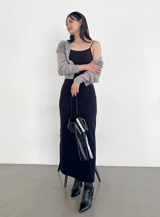 [Chacott] Tulle Sleeve Knit Cardigan