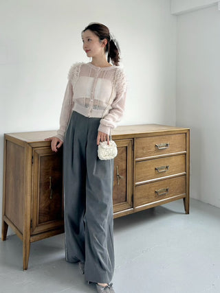 [Chacott] Tulle Sleeve Knit Cardigan