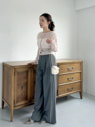 [Chacott] Tulle Sleeve Knit Cardigan