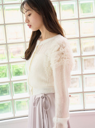 [Chacott] Tulle Sleeve Knit Cardigan