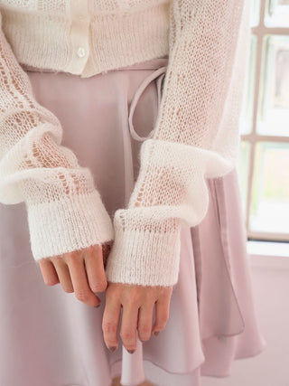 [Chacott] Tulle Sleeve Knit Cardigan
