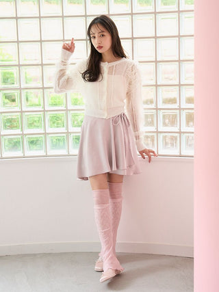 [Chacott] Tulle Sleeve Knit Cardigan