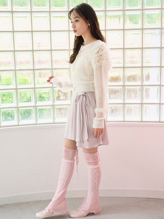 [Chacott] Tulle Sleeve Knit Cardigan