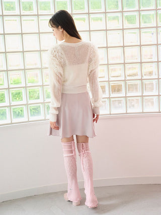 [Chacott] Tulle Sleeve Knit Cardigan