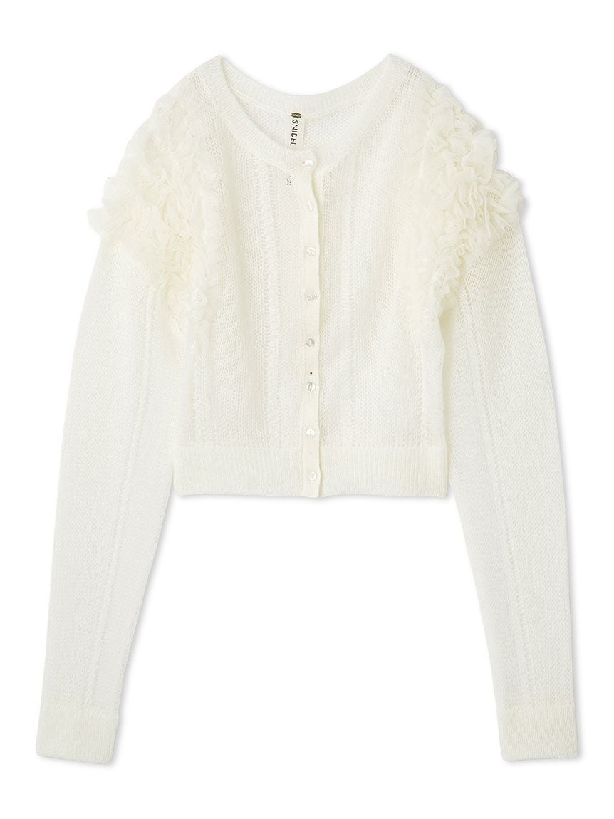 Chacott] Tulle Sleeve Knit Cardigan – SNIDEL
