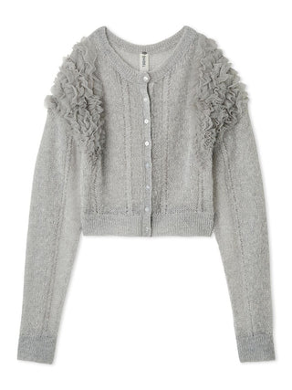 [Chacott] Tulle Sleeve Knit Cardigan