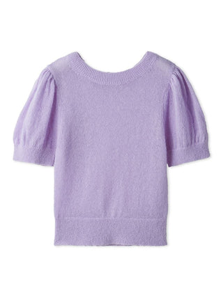Sheer Mohair Puff Sleeve Knit Pullover