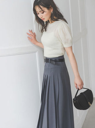 Sheer Mohair Puff Sleeve Knit Pullover