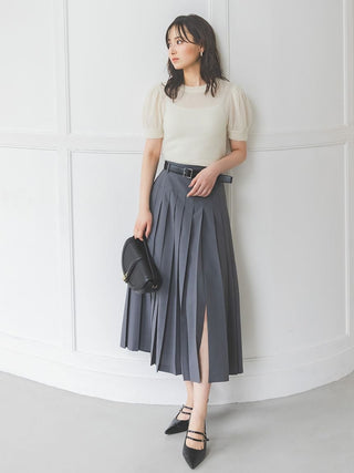 Sheer Mohair Puff Sleeve Knit Pullover