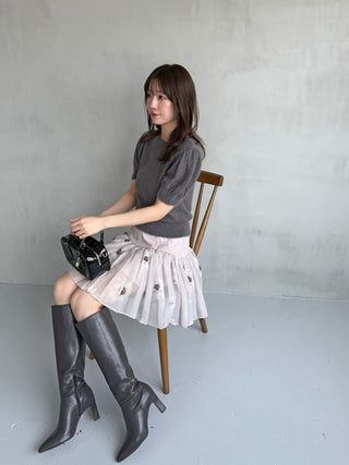 Sheer Mohair Puff Sleeve Knit Pullover