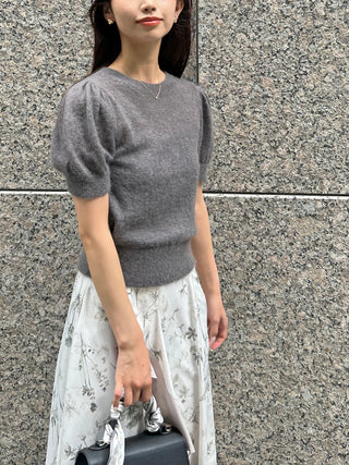 Sheer Mohair Puff Sleeve Knit Pullover