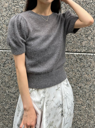 Sheer Mohair Puff Sleeve Knit Pullover