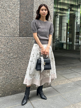 Sheer Mohair Puff Sleeve Knit Pullover