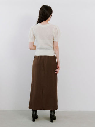 Sheer Mohair Puff Sleeve Knit Pullover