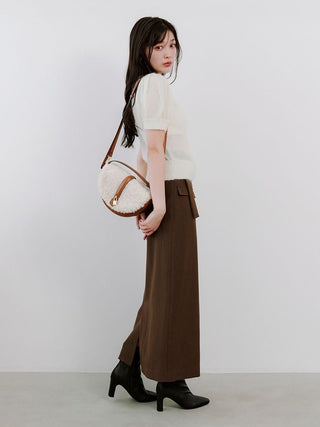 Sheer Mohair Puff Sleeve Knit Pullover