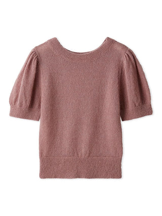 Sheer Mohair Puff Sleeve Knit Pullover
