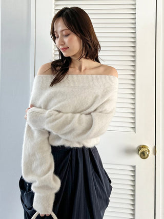 Fox Alpaca Off-Shoulder Pullover
