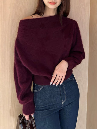 Fox Alpaca Off-Shoulder Pullover