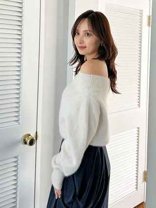 Fox Alpaca Off-Shoulder Pullover