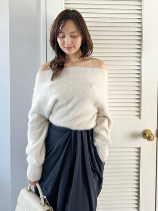 Fox Alpaca Off-Shoulder Pullover