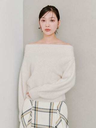 Fox Alpaca Off-Shoulder Pullover