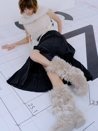 Faux Fur Sleeveless Knit Pullover