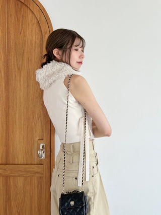 Faux Fur Sleeveless Knit Pullover