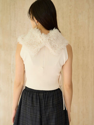 Faux Fur Sleeveless Knit Pullover
