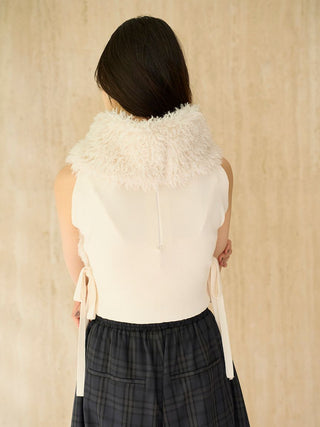 Faux Fur Sleeveless Knit Pullover