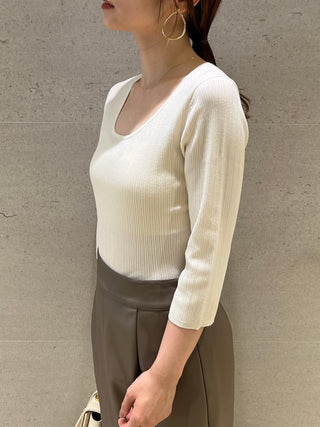 U-Neck Simple Rib Knit Pullover