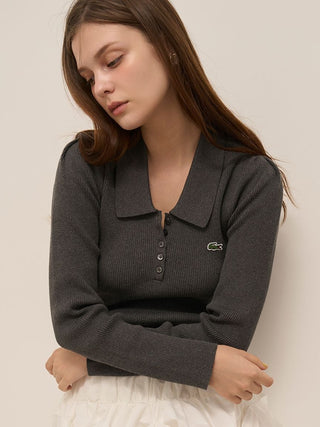 LACOSTE Ribbed Polo Knit