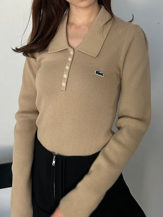 LACOSTE Ribbed Polo Knit